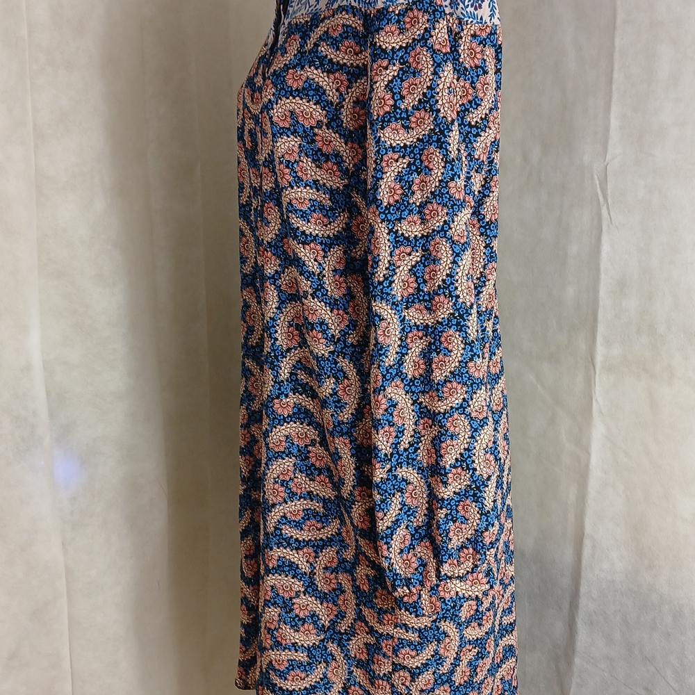 Only Blue & Pink Floral Patterned Long Sleeve Shirt Dress Women's Size 36 - Picture 2 of 7